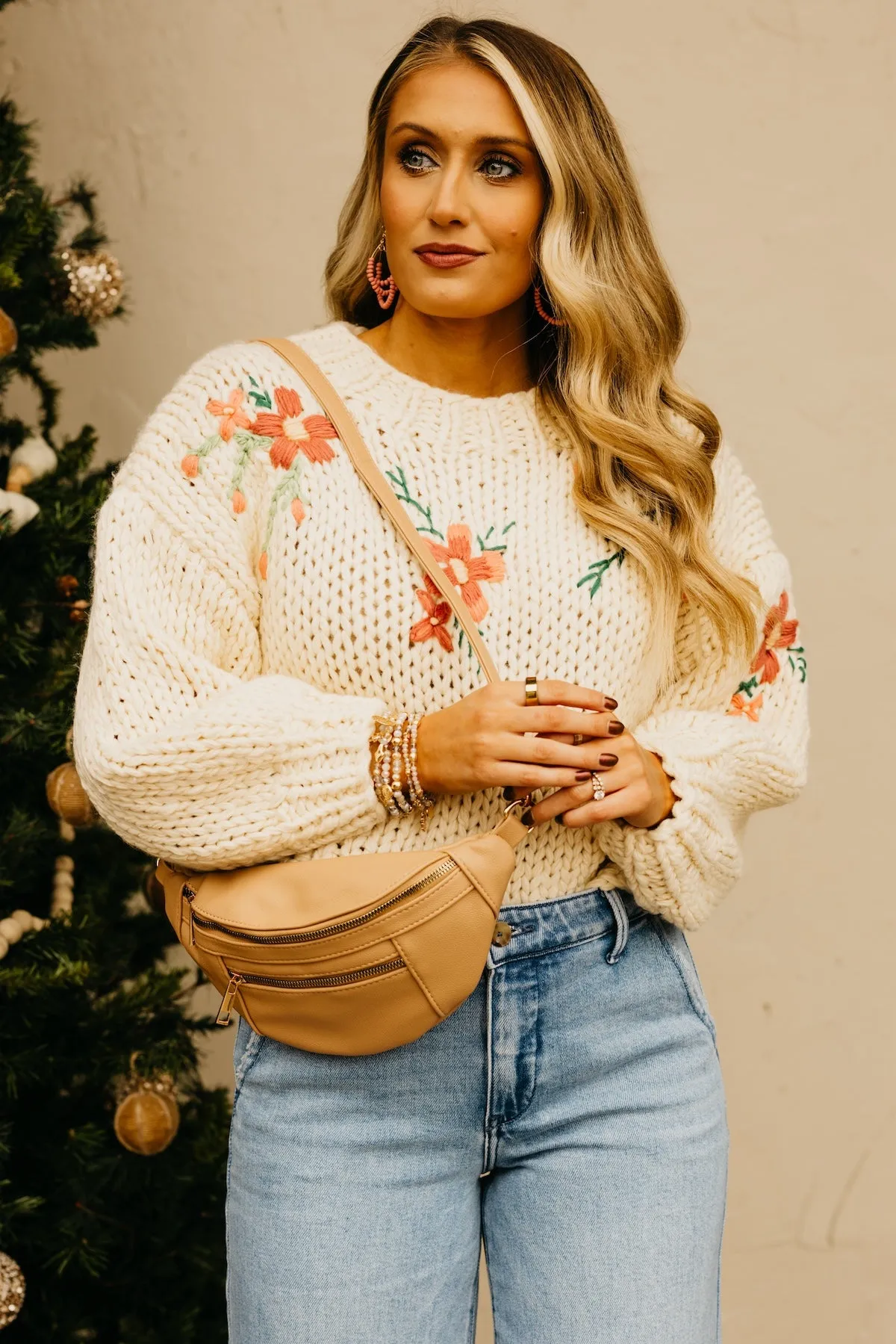 The Maria Floral Embroidered Chunky Knit Sweater