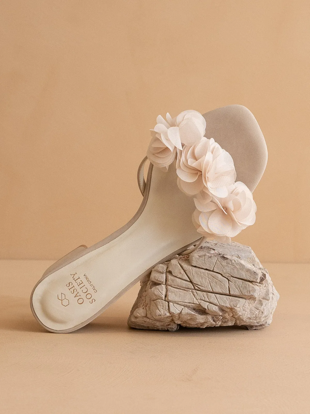 The Noor | Light Grey  Romantic Petal Detail Heels