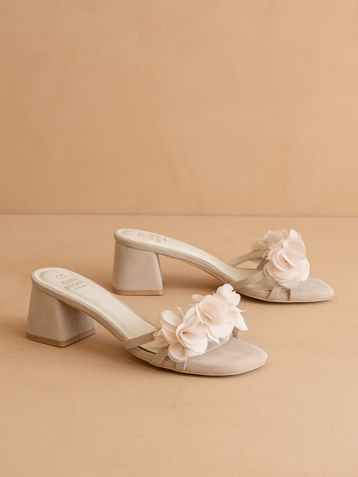 The Noor | Light Grey  Romantic Petal Detail Heels