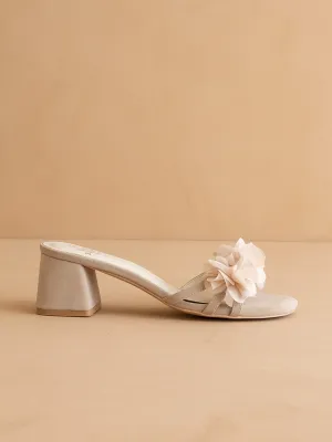 The Noor | Light Grey  Romantic Petal Detail Heels