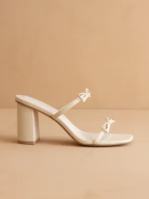 The Wendy | Beige Double Strap Bow Heels