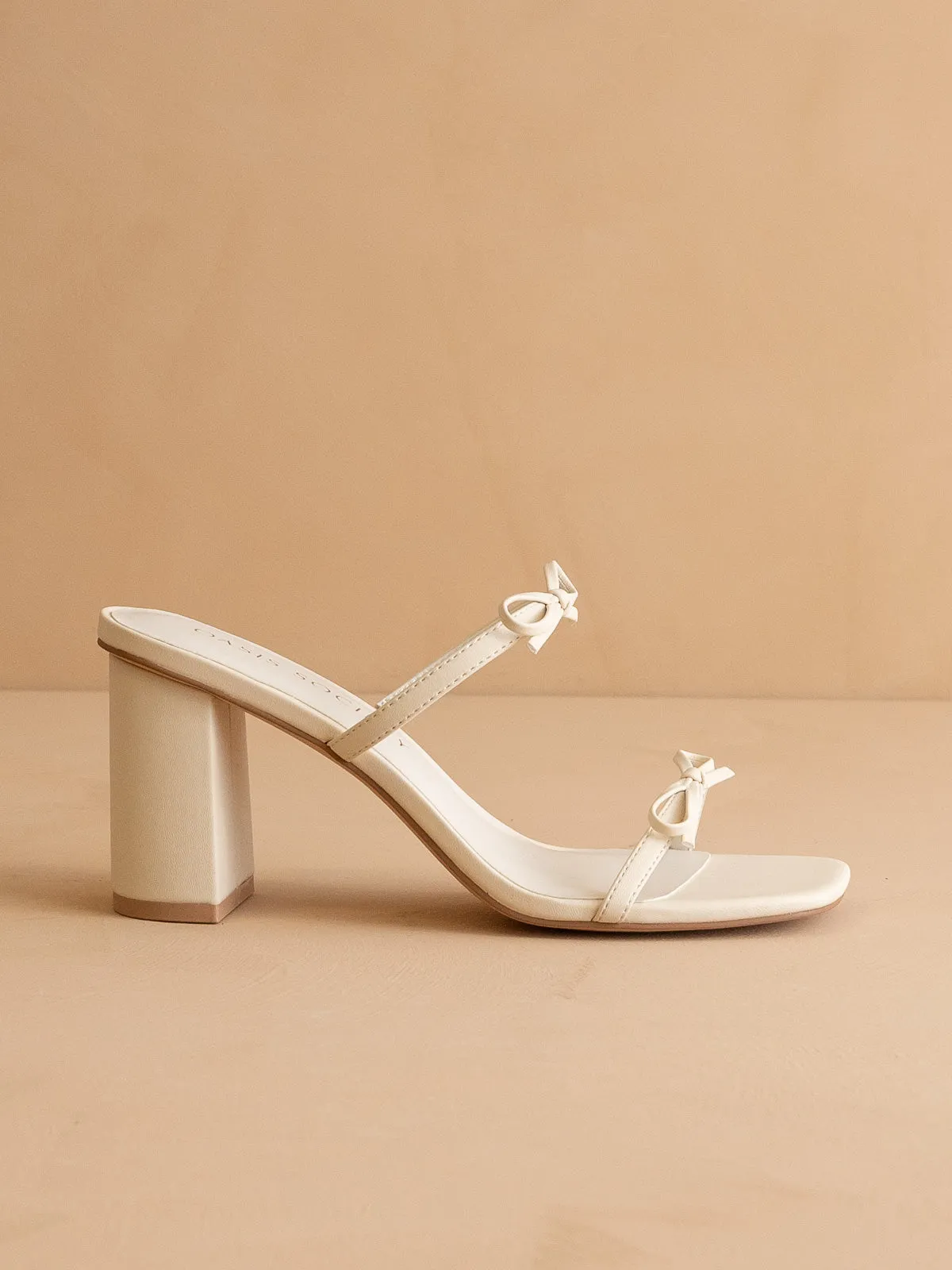 The Wendy | Beige Double Strap Bow Heels