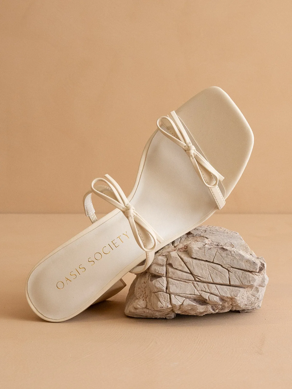 The Wendy | Beige Double Strap Bow Heels