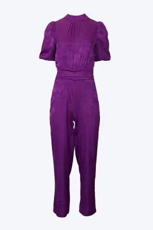 THEO OPEN-BACK SATEEN JACQUARD JUMPSUIT