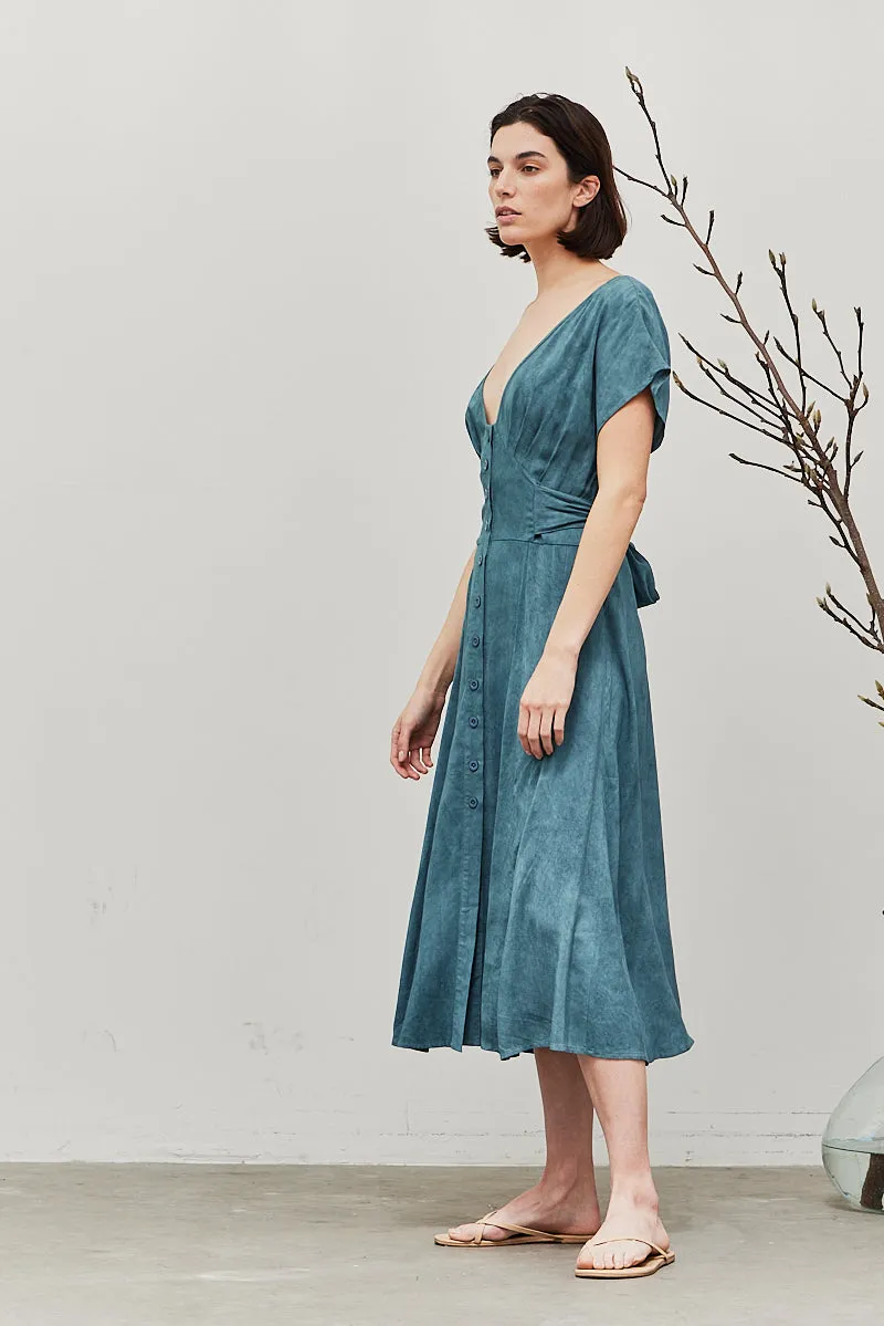 Tie Dye Turquoise Midi Dress