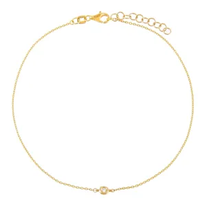 Tiny Diamond Bezel Anklet 14K