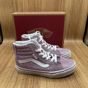 Vans Filmore Hi Zip Pink Glitter Girls Size 2 Y Sneakers