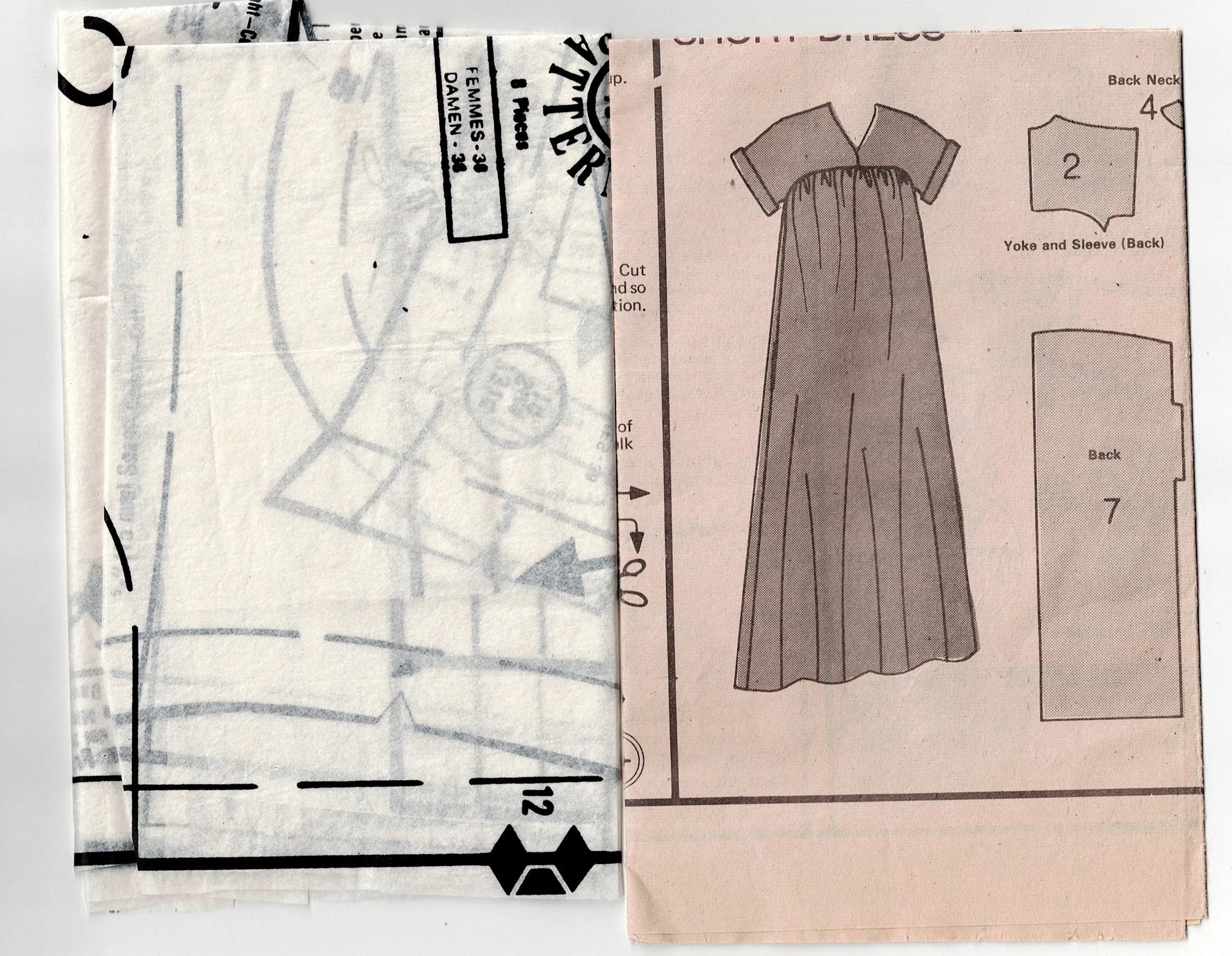 Very Easy Vogue 7314 Womens Yoked Pullover Dress 1970s Vintage Sewing Pattern Size 10 Bust 32.5 inches