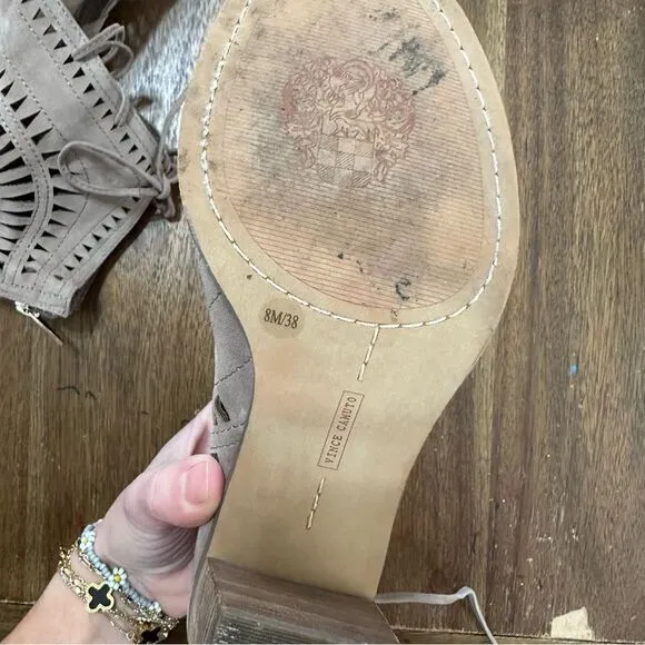 Vince Camuto Size 8 Tarita Suede Lace Up Heels