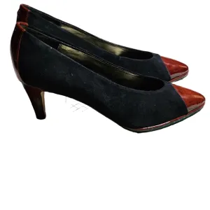 Vintage J.Renee Women's Suede Black and Patten Leather Tortoise Pump Size 8.5M