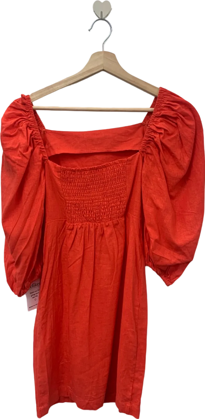 Warehouse Red Puff Sleeve Mini Dress UK 8