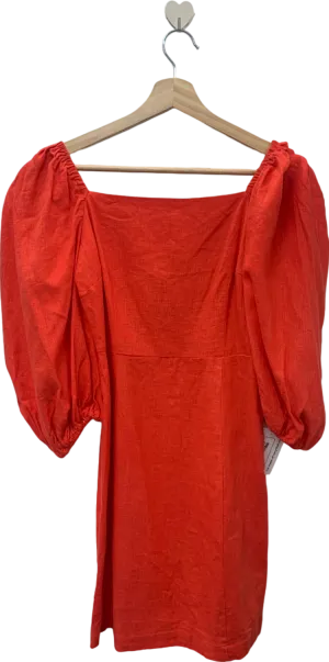 Warehouse Red Puff Sleeve Mini Dress UK 8