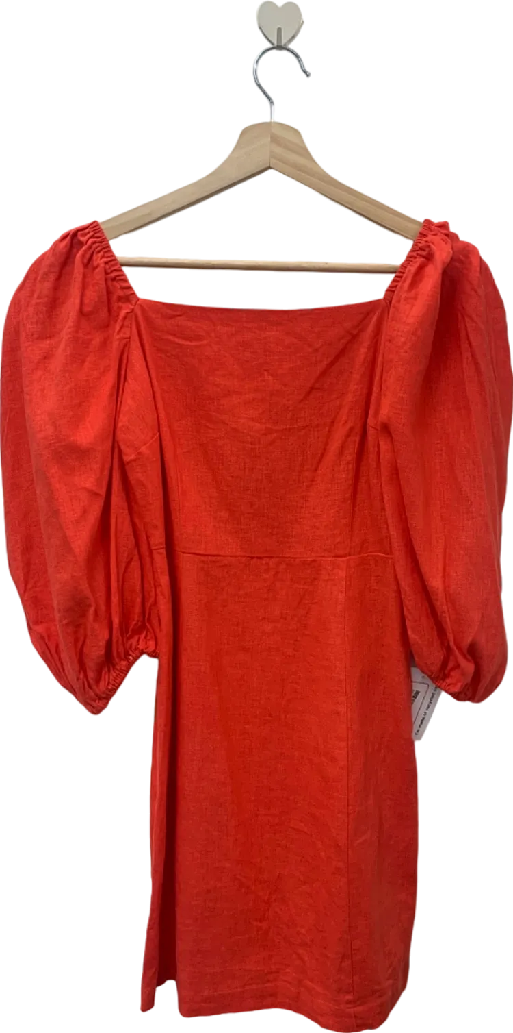 Warehouse Red Puff Sleeve Mini Dress UK 8