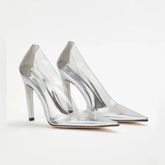 ** Wedding Alert** Cinder F***ing Rella Clear New in Box Good American heel Sz 7