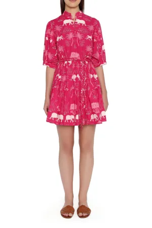 Weekend Mini Dress | Raspberry Elephants and Lions