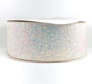 White Iridescent Chunky 3" Glitter Ribbon