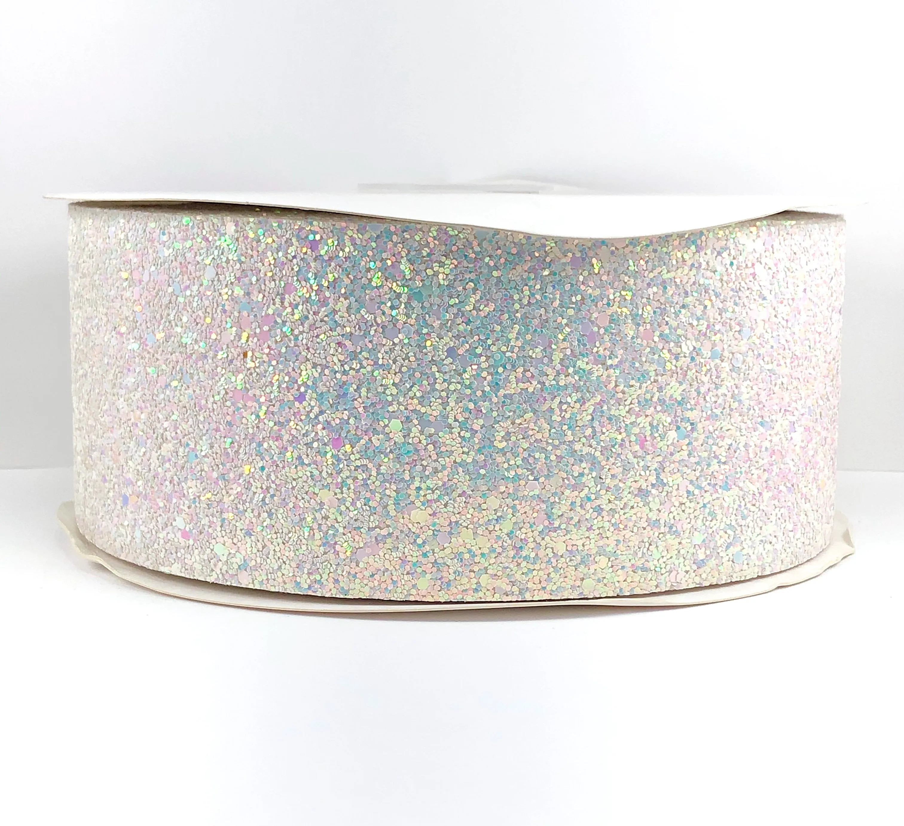 White Iridescent Chunky 3" Glitter Ribbon