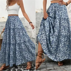 Wildflower Layers Maxi Skirt - Blue