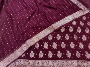 Wine Color Banarsee khaddi suit in Georgette