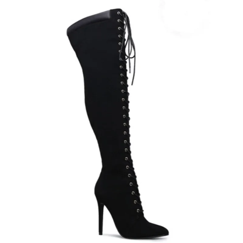 Women Pointed Toe Cross-Tied Fashion Knight Boots High Heels