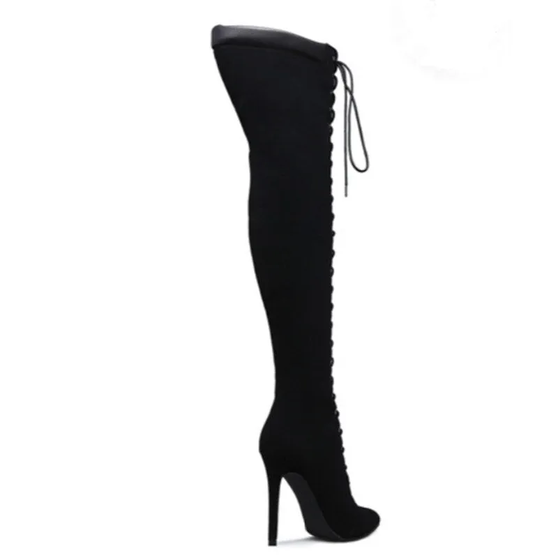 Women Pointed Toe Cross-Tied Fashion Knight Boots High Heels