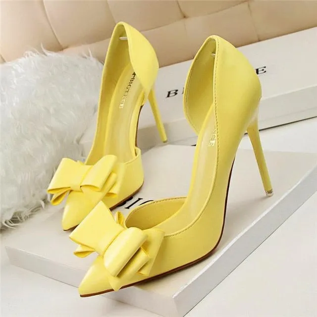 Women pumps sweet bowknot side women heels