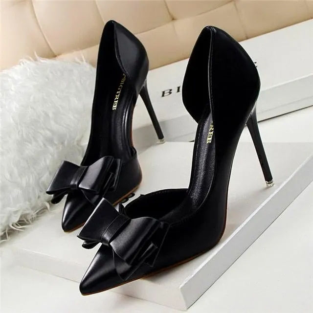 Women pumps sweet bowknot side women heels