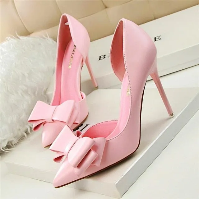 Women pumps sweet bowknot side women heels