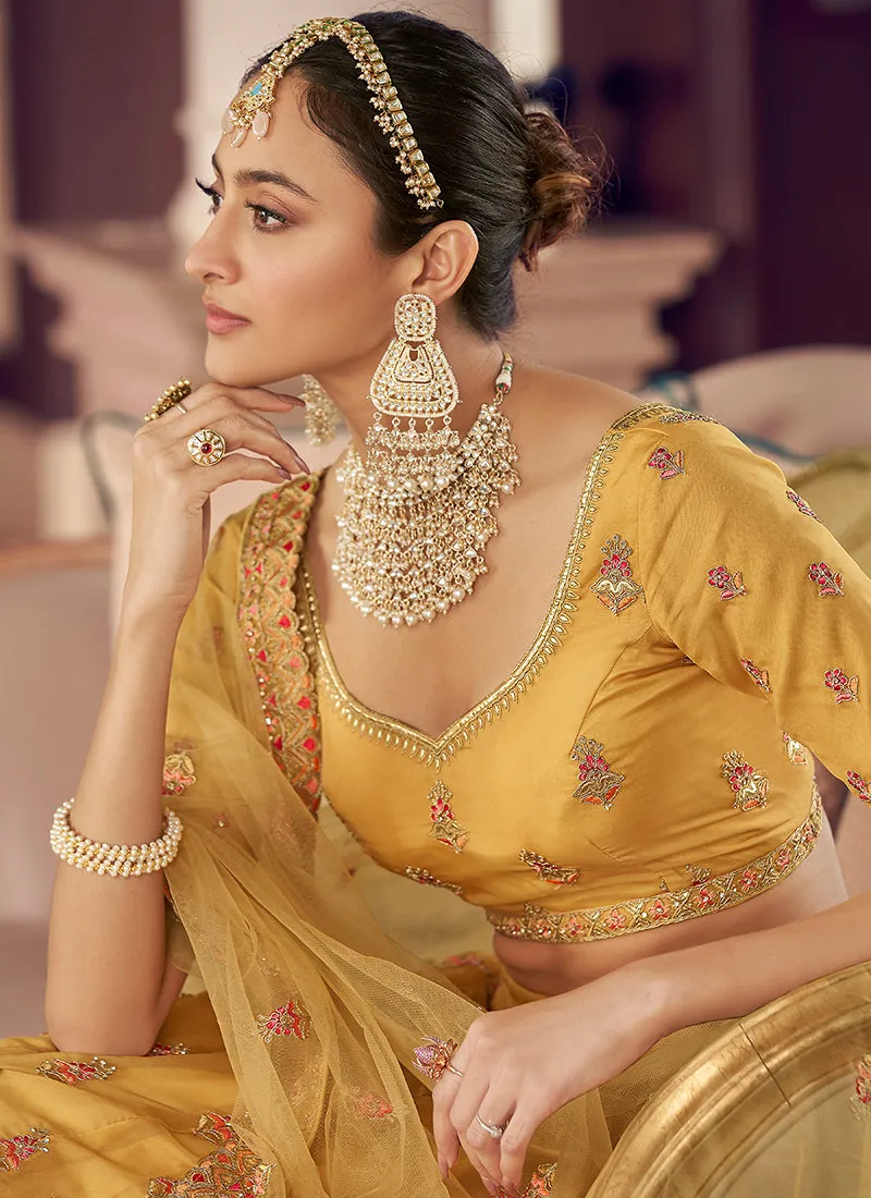 Yellow Multi Embroidery Wedding Lehenga Choli