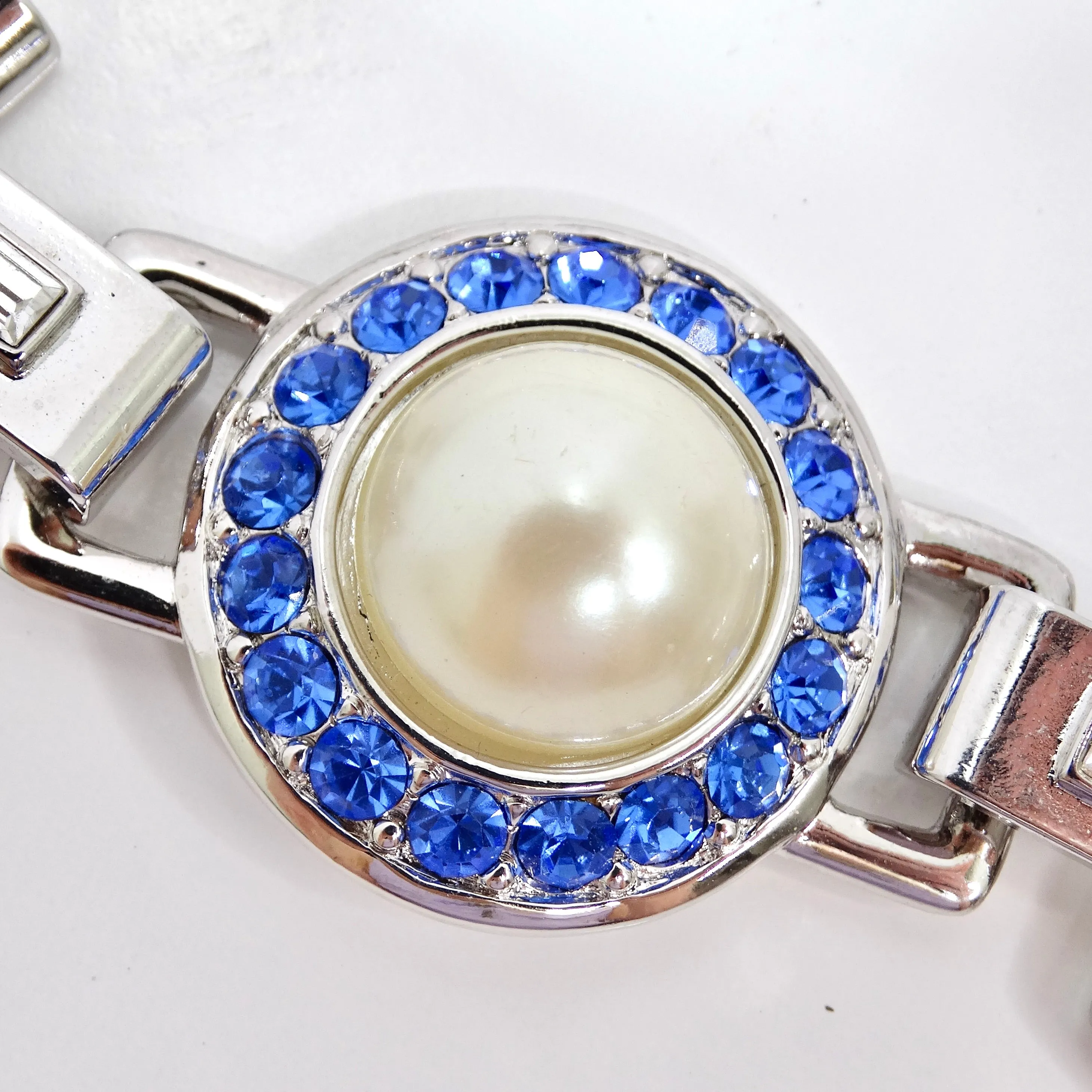 Yves Saint Laurent 1990s Faux Sapphire Pearl Necklace