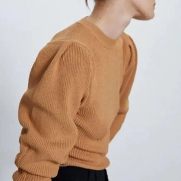 ZARA Knit Sweater with Puff Sleeves