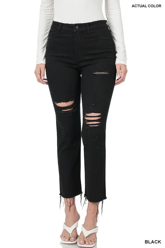 ZENANA Distressed Cropped Denim