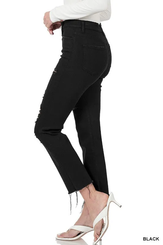 ZENANA Distressed Cropped Denim