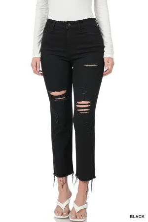 ZENANA Distressed Cropped Denim