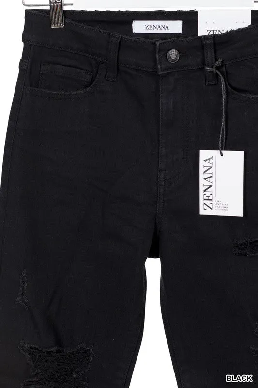 ZENANA Distressed Cropped Denim