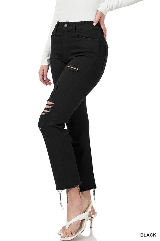 ZENANA Distressed Cropped Denim